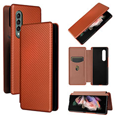 Custodia Portafoglio In Pelle Cover con Supporto L02Z per Samsung Galaxy Z Fold3 5G Marrone