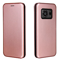 Custodia Portafoglio In Pelle Cover con Supporto L02Z per Sharp Aquos R6 Oro Rosa