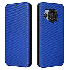 Custodia Portafoglio In Pelle Cover con Supporto L02Z per Sharp Aquos R8 Blu