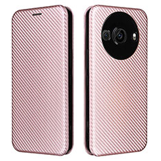 Custodia Portafoglio In Pelle Cover con Supporto L02Z per Sharp Aquos R8s Pro Oro Rosa