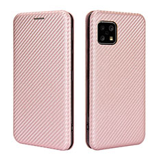 Custodia Portafoglio In Pelle Cover con Supporto L02Z per Sharp Aquos Sense4 Basic Oro Rosa