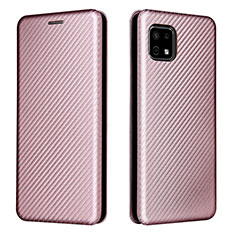 Custodia Portafoglio In Pelle Cover con Supporto L02Z per Sharp Aquos Sense6 Oro Rosa