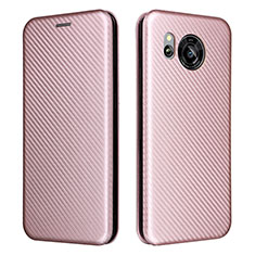 Custodia Portafoglio In Pelle Cover con Supporto L02Z per Sharp Aquos Sense7 Plus Oro Rosa