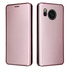 Custodia Portafoglio In Pelle Cover con Supporto L02Z per Sharp Aquos Sense8 Oro Rosa