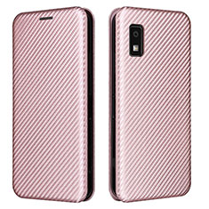 Custodia Portafoglio In Pelle Cover con Supporto L02Z per Sharp Aquos wish3 Oro Rosa