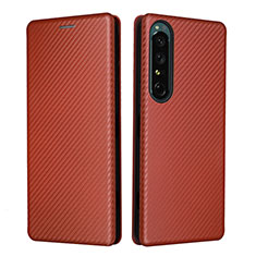 Custodia Portafoglio In Pelle Cover con Supporto L02Z per Sony Xperia 1 IV SO-51C Marrone