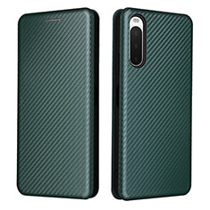 Custodia Portafoglio In Pelle Cover con Supporto L02Z per Sony Xperia 10 IV SOG07 Verde