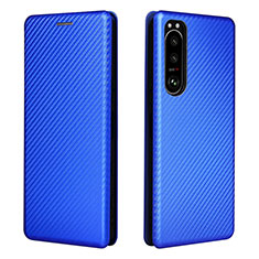 Custodia Portafoglio In Pelle Cover con Supporto L02Z per Sony Xperia 5 III SO-53B Blu