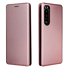 Custodia Portafoglio In Pelle Cover con Supporto L02Z per Sony Xperia 5 III SO-53B Oro Rosa