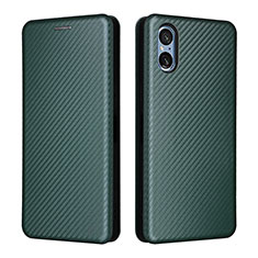 Custodia Portafoglio In Pelle Cover con Supporto L02Z per Sony Xperia 5 V Verde