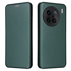 Custodia Portafoglio In Pelle Cover con Supporto L02Z per Vivo X90 Pro+ Plus 5G Verde