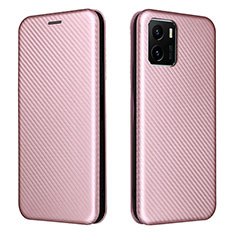 Custodia Portafoglio In Pelle Cover con Supporto L02Z per Vivo Y10 Oro Rosa