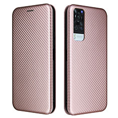 Custodia Portafoglio In Pelle Cover con Supporto L02Z per Vivo Y53s 4G Oro Rosa