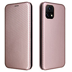 Custodia Portafoglio In Pelle Cover con Supporto L02Z per Vivo Y72 India Oro Rosa