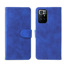 Custodia Portafoglio In Pelle Cover con Supporto L02Z per Xiaomi Redmi 10 4G Blu