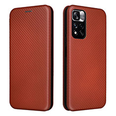 Custodia Portafoglio In Pelle Cover con Supporto L02Z per Xiaomi Redmi Note 11S 5G Marrone