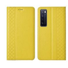 Custodia Portafoglio In Pelle Cover con Supporto L03 per Huawei Nova 7 5G Giallo