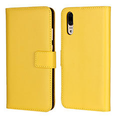 Custodia Portafoglio In Pelle Cover con Supporto L03 per Huawei P20 Giallo