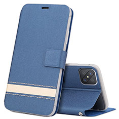 Custodia Portafoglio In Pelle Cover con Supporto L03 per Oppo A92s 5G Blu