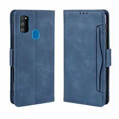 Custodia Portafoglio In Pelle Cover con Supporto L03 per Samsung Galaxy M30s Blu