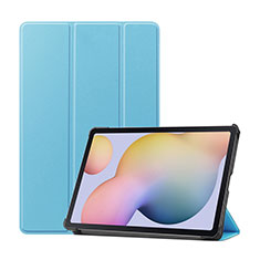 Custodia Portafoglio In Pelle Cover con Supporto L03 per Samsung Galaxy Tab S7 11 Wi-Fi SM-T870 Azzurro