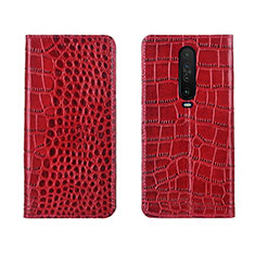 Custodia Portafoglio In Pelle Cover con Supporto L03 per Xiaomi Poco X2 Rosso