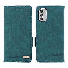 Custodia Portafoglio In Pelle Cover con Supporto L03Z per Motorola Moto E32 Verde