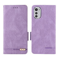 Custodia Portafoglio In Pelle Cover con Supporto L03Z per Motorola Moto E32s Viola