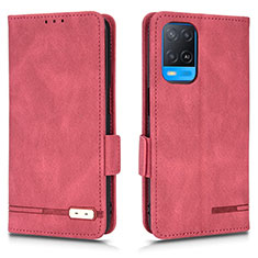 Custodia Portafoglio In Pelle Cover con Supporto L03Z per Oppo A54 4G Rosso