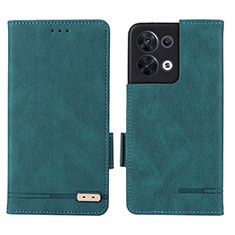 Custodia Portafoglio In Pelle Cover con Supporto L03Z per Oppo Reno8 5G Verde