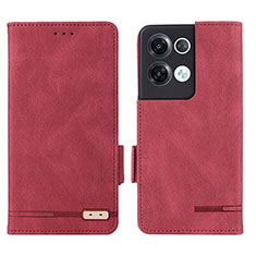 Custodia Portafoglio In Pelle Cover con Supporto L03Z per Oppo Reno8 Pro 5G Rosso