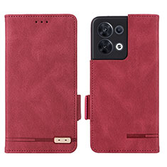 Custodia Portafoglio In Pelle Cover con Supporto L03Z per Oppo Reno9 Pro 5G Rosso