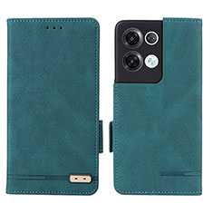 Custodia Portafoglio In Pelle Cover con Supporto L03Z per Oppo Reno9 Pro+ Plus 5G Verde