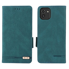 Custodia Portafoglio In Pelle Cover con Supporto L03Z per Samsung Galaxy A03 Verde