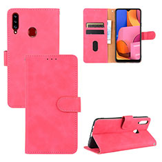 Custodia Portafoglio In Pelle Cover con Supporto L03Z per Samsung Galaxy A20s Rosa Caldo