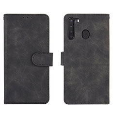 Custodia Portafoglio In Pelle Cover con Supporto L03Z per Samsung Galaxy A21 Nero