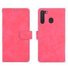 Custodia Portafoglio In Pelle Cover con Supporto L03Z per Samsung Galaxy A21 Rosa Caldo