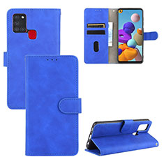 Custodia Portafoglio In Pelle Cover con Supporto L03Z per Samsung Galaxy A21s Blu