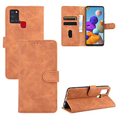 Custodia Portafoglio In Pelle Cover con Supporto L03Z per Samsung Galaxy A21s Marrone