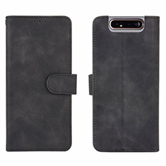 Custodia Portafoglio In Pelle Cover con Supporto L03Z per Samsung Galaxy A80 Nero