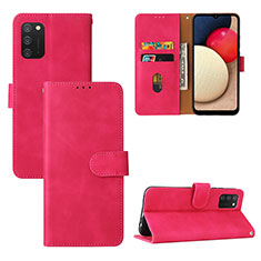 Custodia Portafoglio In Pelle Cover con Supporto L03Z per Samsung Galaxy F02S SM-E025F Rosa Caldo