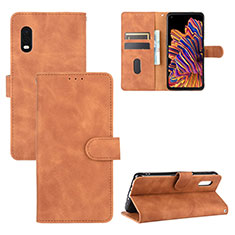 Custodia Portafoglio In Pelle Cover con Supporto L03Z per Samsung Galaxy XCover Pro Marrone