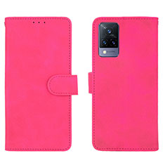 Custodia Portafoglio In Pelle Cover con Supporto L03Z per Vivo V21 5G Rosa Caldo