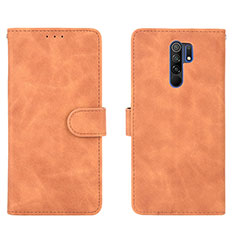 Custodia Portafoglio In Pelle Cover con Supporto L03Z per Xiaomi Redmi 9 Prime India Marrone