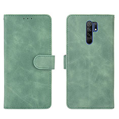 Custodia Portafoglio In Pelle Cover con Supporto L03Z per Xiaomi Redmi 9 Prime India Verde