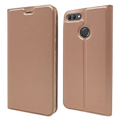 Custodia Portafoglio In Pelle Cover con Supporto L04 per Huawei Y9 (2018) Oro Rosa