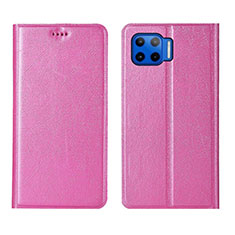 Custodia Portafoglio In Pelle Cover con Supporto L04 per Motorola Moto G 5G Plus Rosa