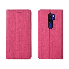 Custodia Portafoglio In Pelle Cover con Supporto L04 per Oppo A9 (2020) Rosa Caldo