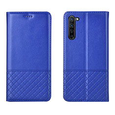 Custodia Portafoglio In Pelle Cover con Supporto L04 per Oppo F15 Blu