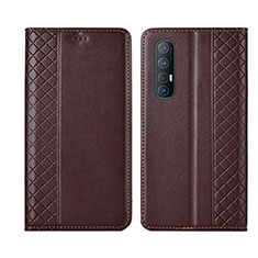 Custodia Portafoglio In Pelle Cover con Supporto L04 per Oppo Find X2 Neo Marrone